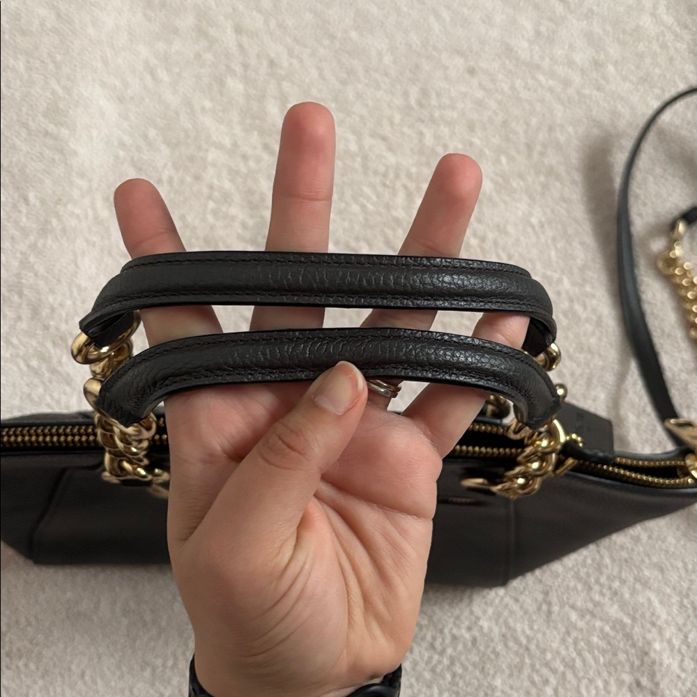 Coach Brown Leather Shoulder Bag with Gold Accents - Picture 8 of 11